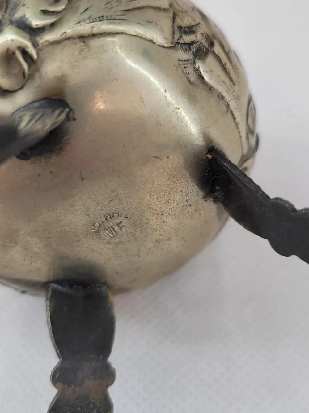 Vintage Argentine Yerba Mate Gourd Cup Metal Trim MF Ind Arg Art Deco